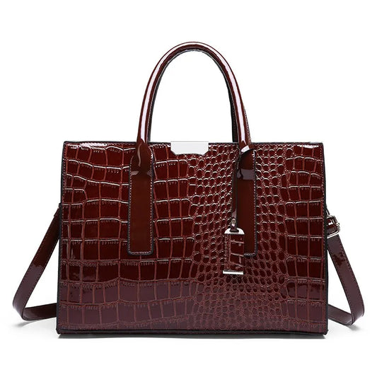 Leather Croc Tote Bag