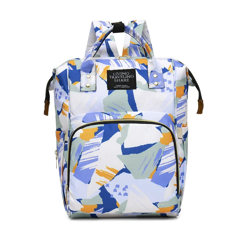 Floral Print Backpack Diaper Bag