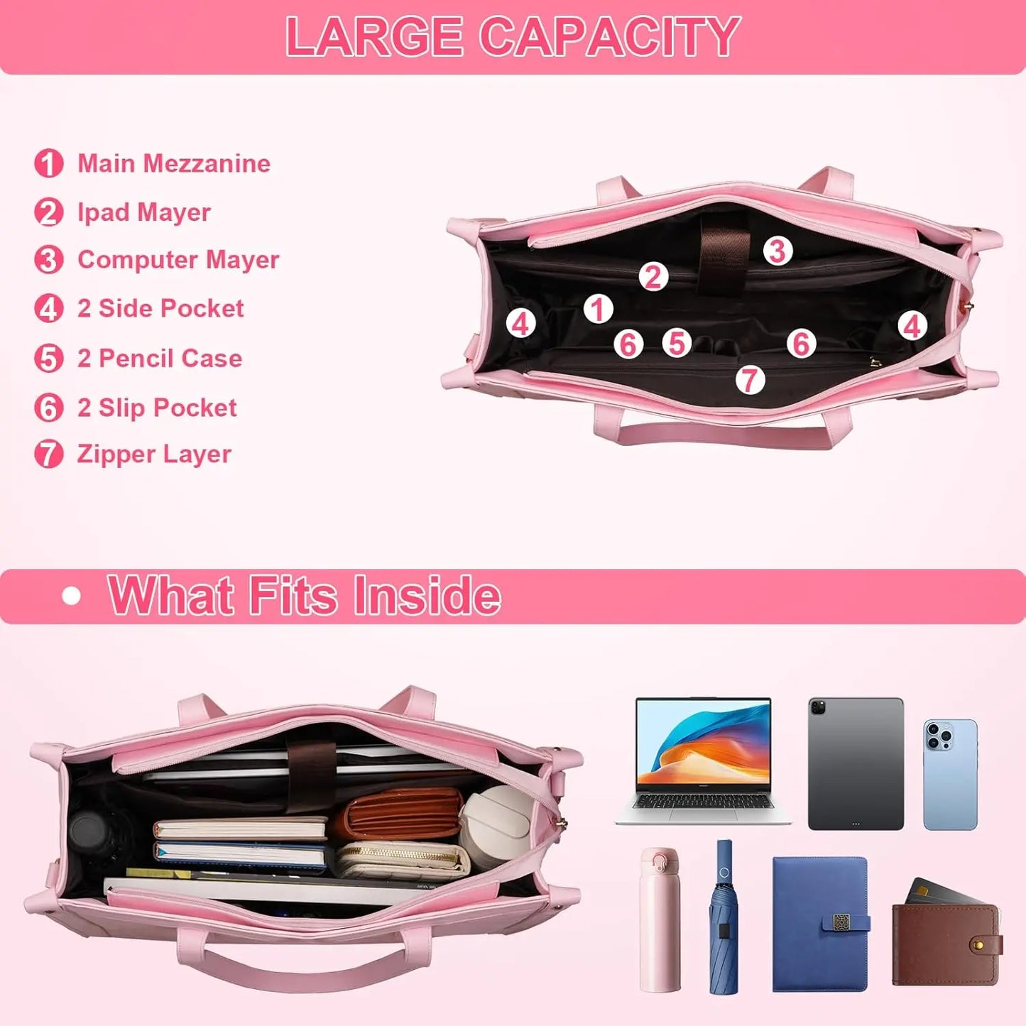 Large Zip Top Tote Bag