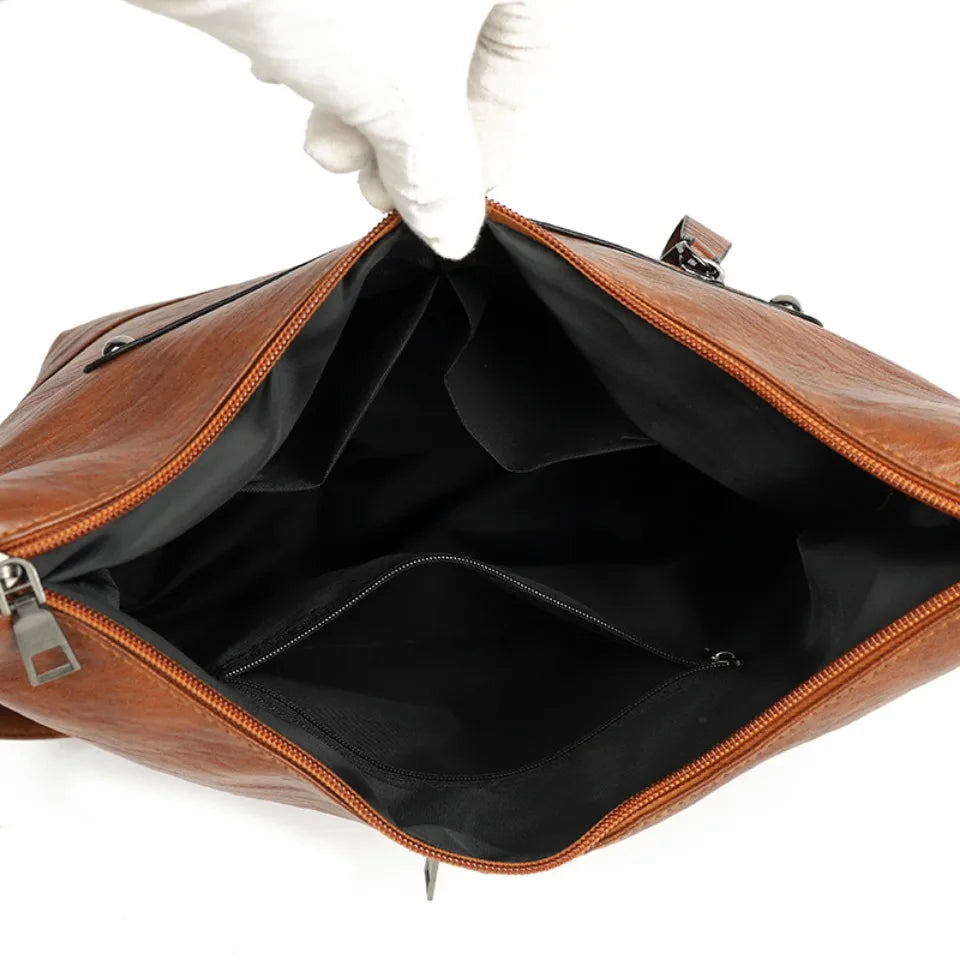 Large Leather Tote With Zipper