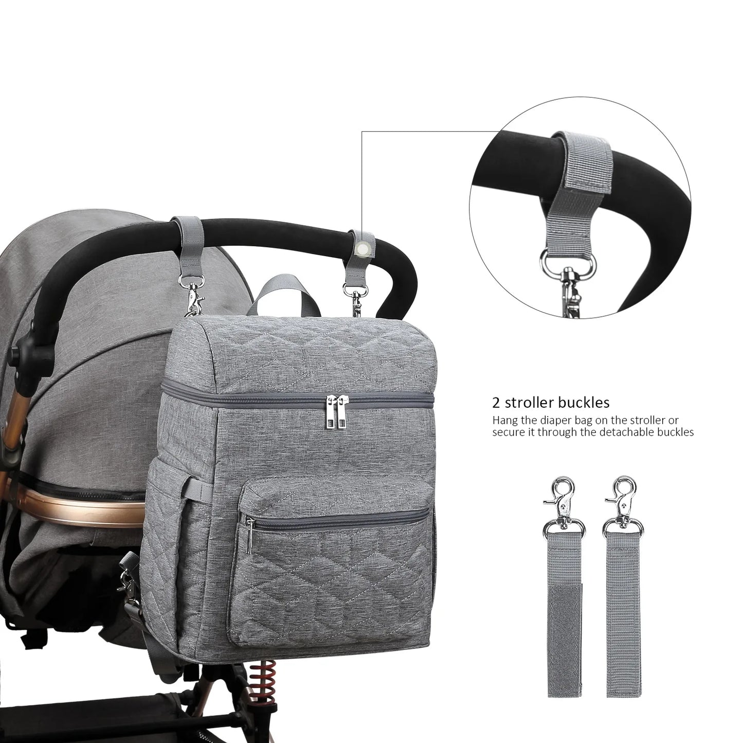 Quilted Nylon Diaper Bag