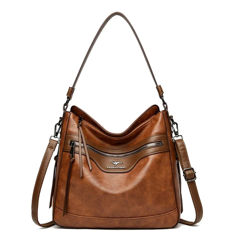 Two Tone Leather Tote Bag The Store Bags Light brown 