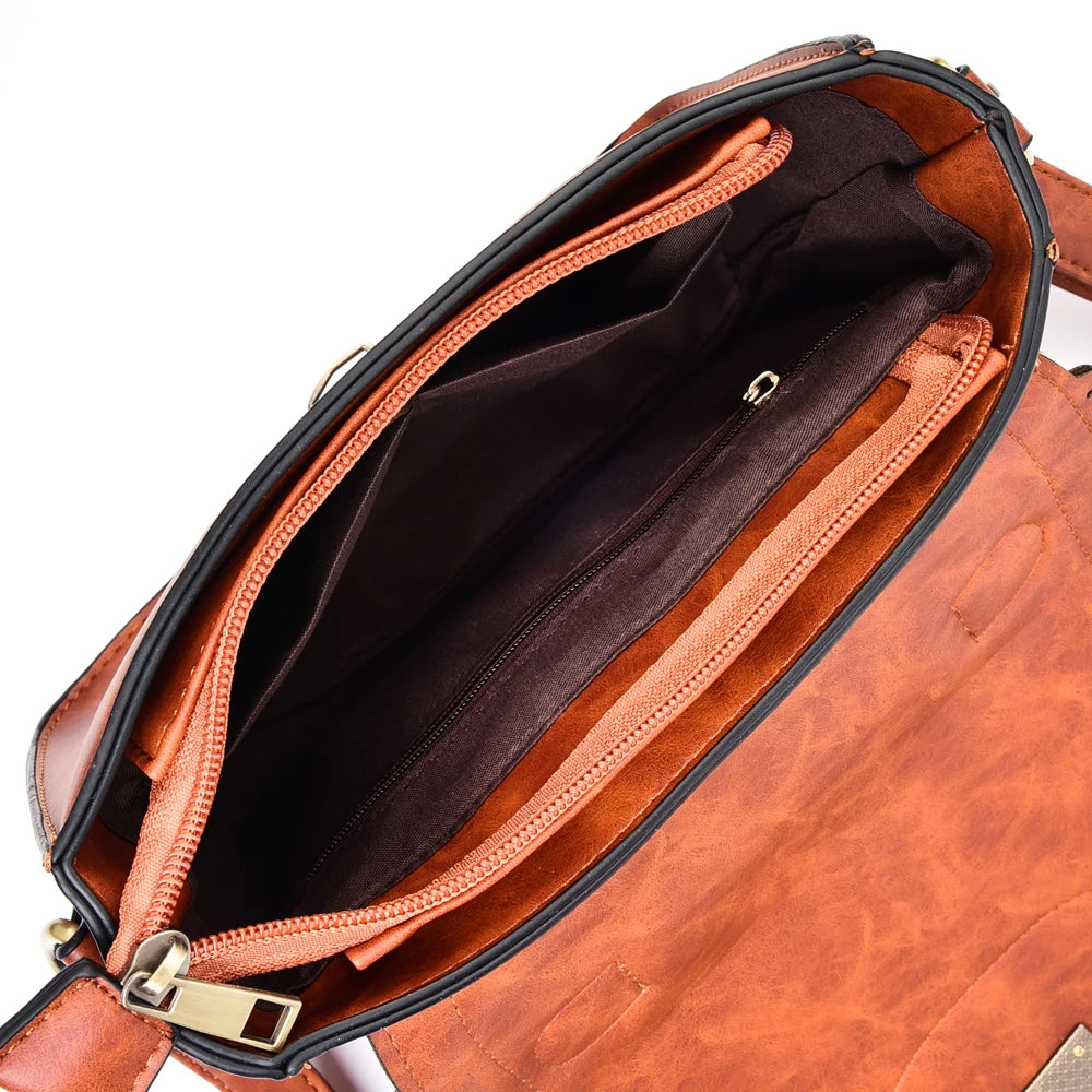 Genuine Leather Women's Crossbody Purse - 9x7x3 Inch Bohemian Hippie Satchel Bag With Adjustable Strap