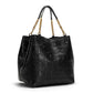 Quilted Leather Shoulder Bag With Chain Strap The Store Bags black 