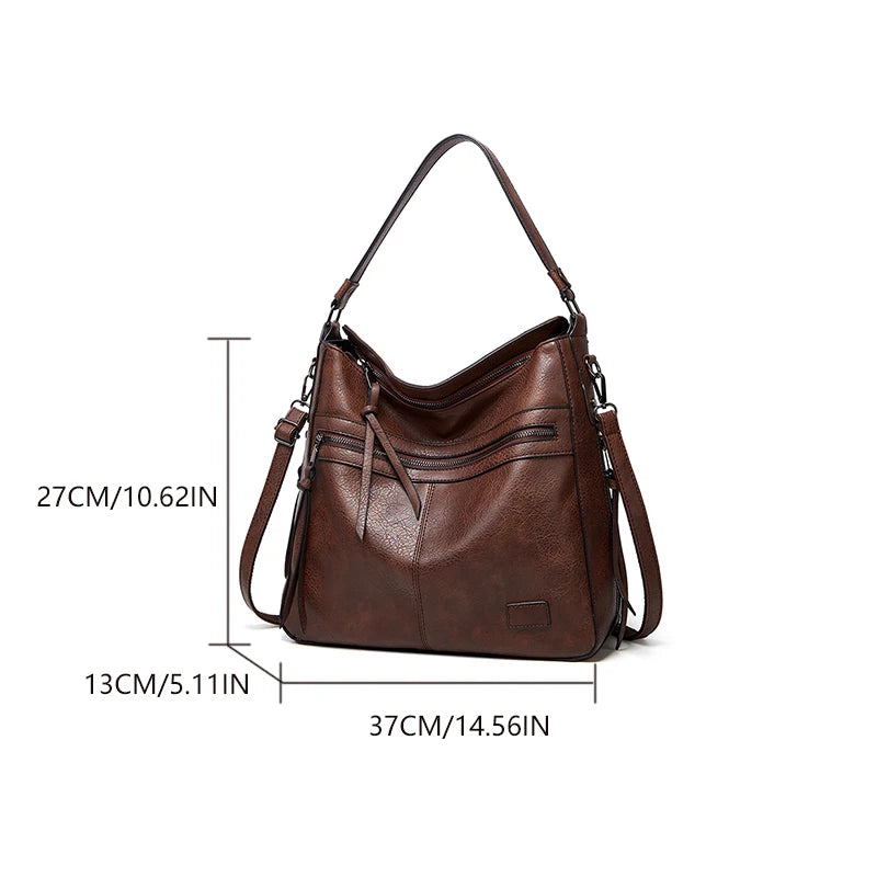 Bolso de hombro con piel