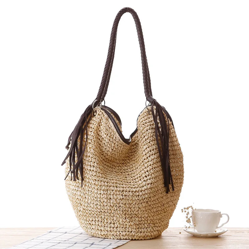 Large Straw Summer Handbag