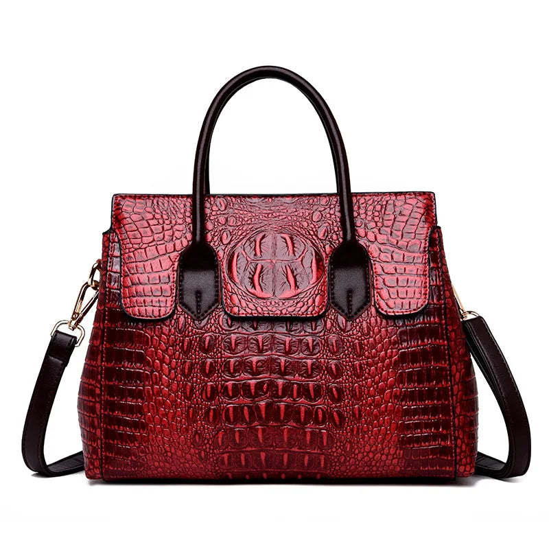 Croc Effect Handbag The Store Bags Wine Red 32x24x12cm 