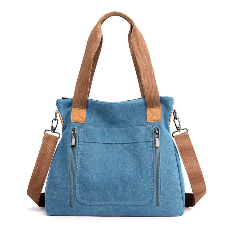 Large Zip Top Canvas Tote Bag The Store Bags Blue 