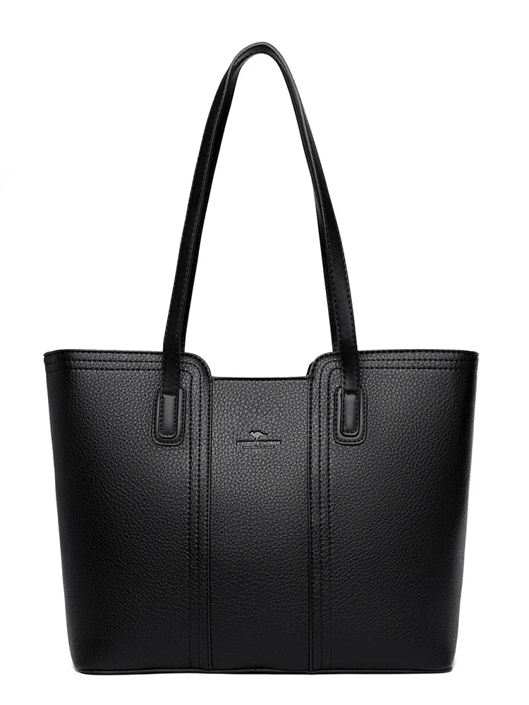 Faux Leather Tote With Zipper The Store Bags Black 