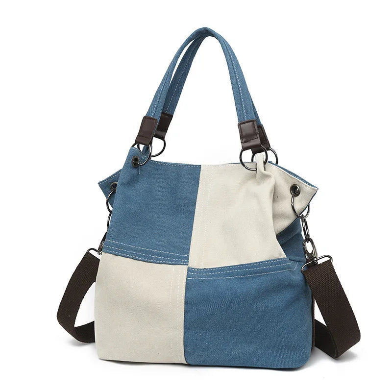 Canvas Zip Top Tote Bag The Store Bags blue 