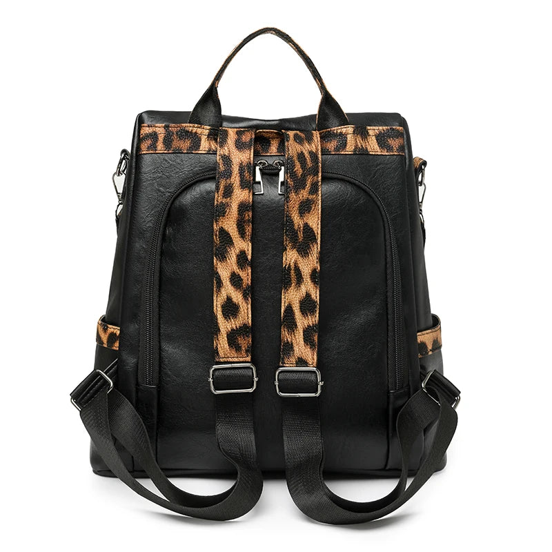 Leopard Print Backpack Purse