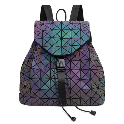 Mochila con cordón holográfico geométrico