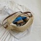 Bolso De Paja Con Correas De Piel