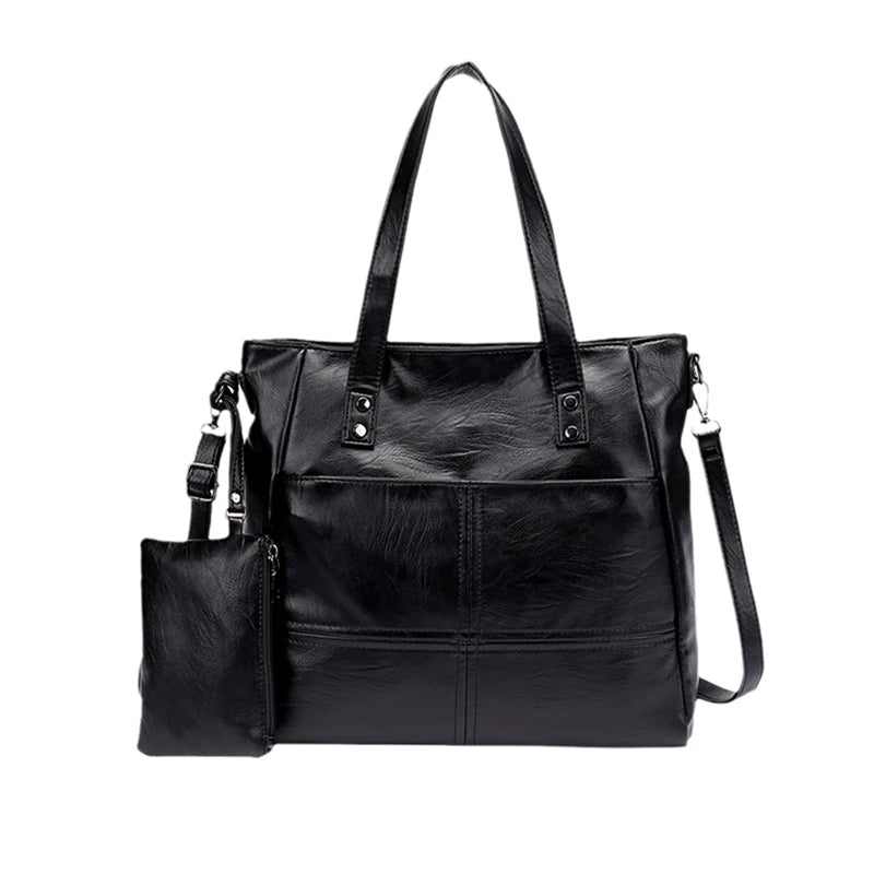 Leather Rectangle Tote Bag The Store Bags black 