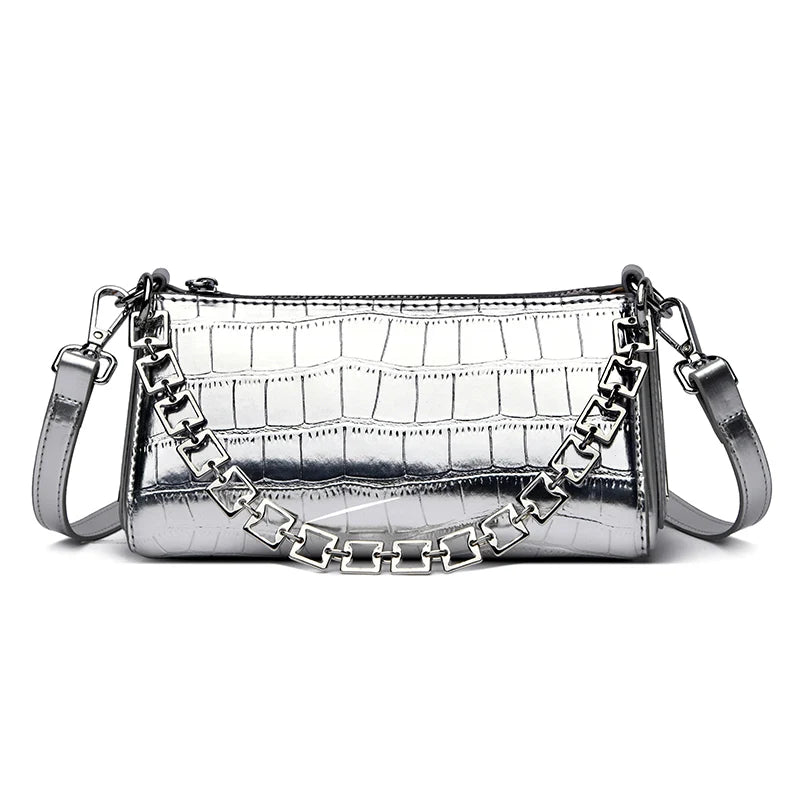Purse With Chain And Leather Strap The Store Bags Stone silver 