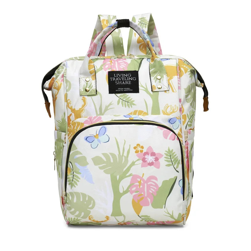 Floral Print Backpack Diaper Bag