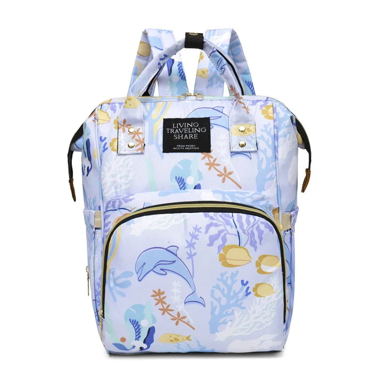 Floral Print Backpack Diaper Bag