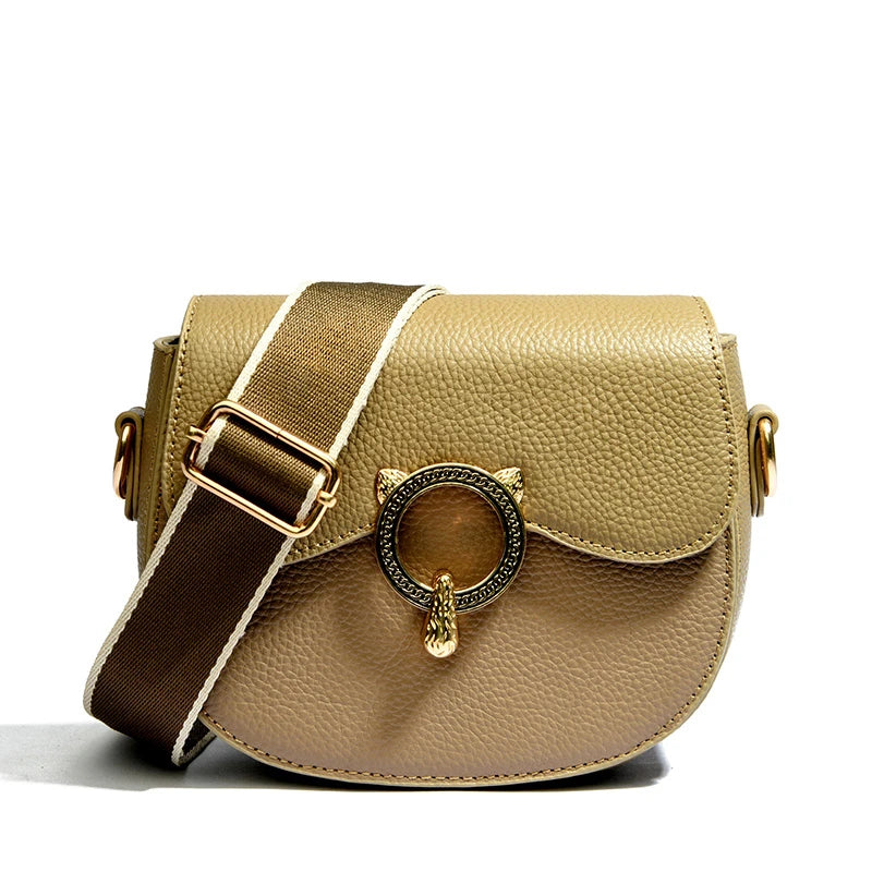 Round Leather Shoulder Bag The Store Bags Khaki 
