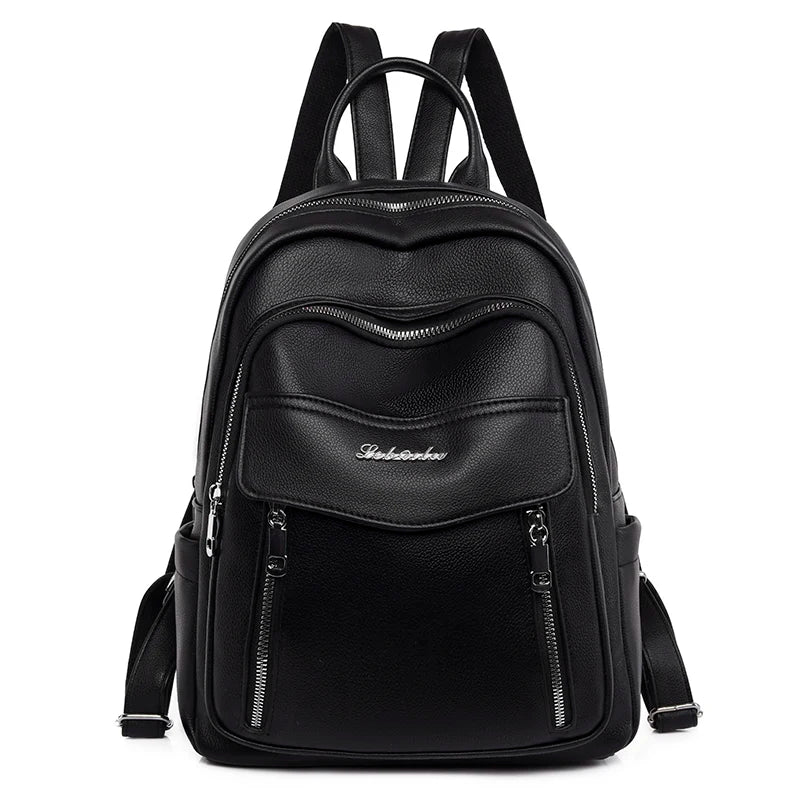 Double Zipper Backpack The Store Bags Black 13 inches 