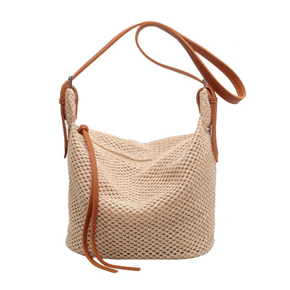 Straw Bag With Leather Straps