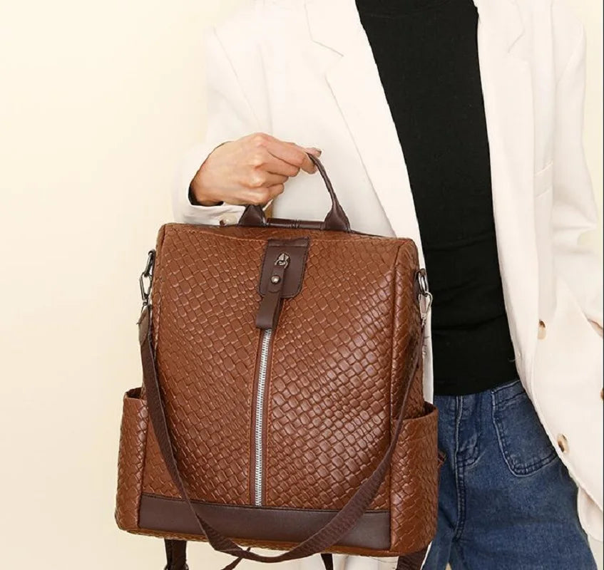 3 Way Leather Backpack Purse Anti Theft