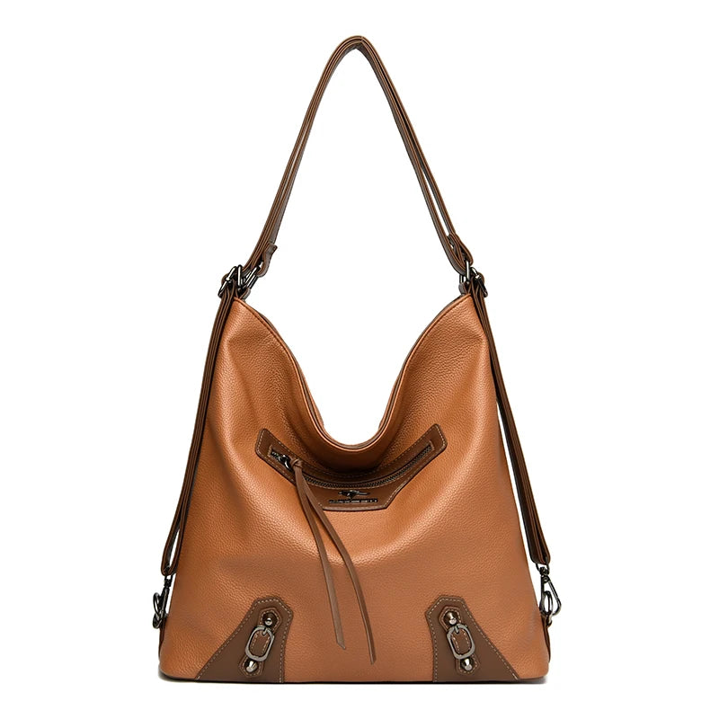 Leather Tote With Zipper Top