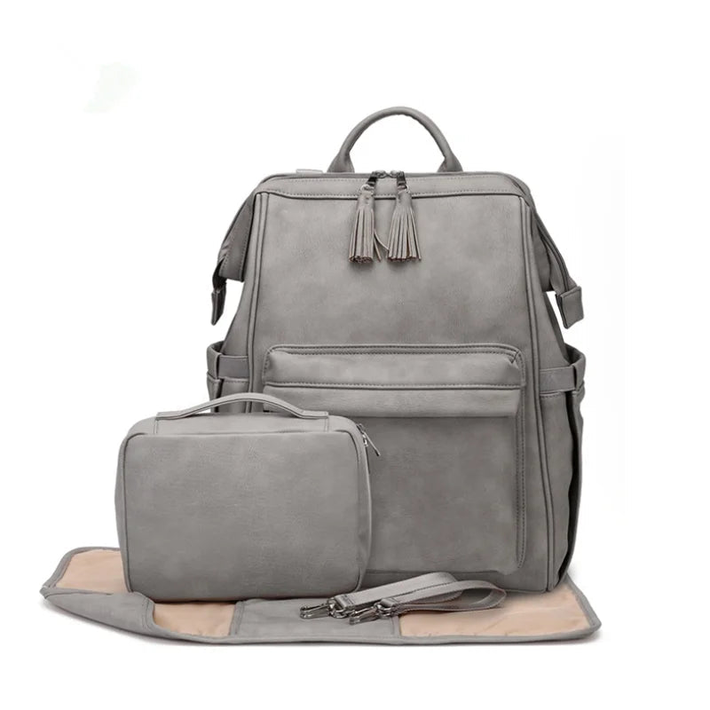 Vegan Leather Backpack Diaper Bag The Store Bags Light Grey 