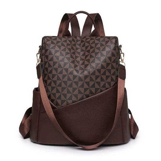 Bolso mochila cremallera cuero mujer