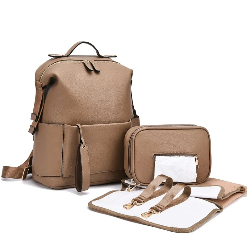 Mochila de piel sintética para pañales