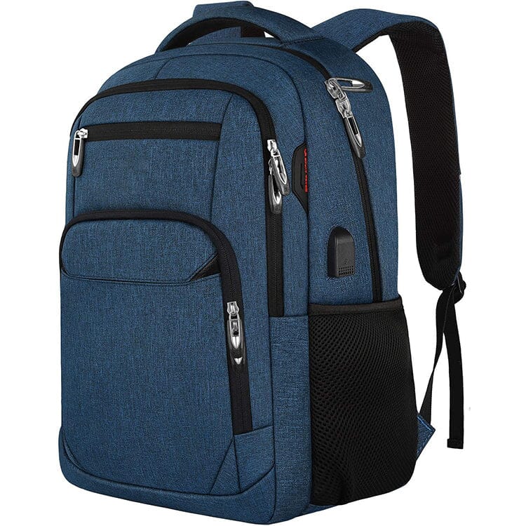 Multi-space Men's Travel Laptop Backpack With USB The Store Bags Hot Blue 