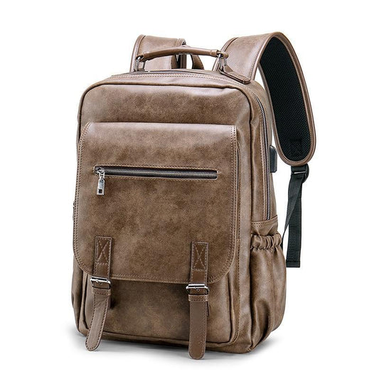 Leather Computer Backpack With usb Charger The Store Bags Khaki 