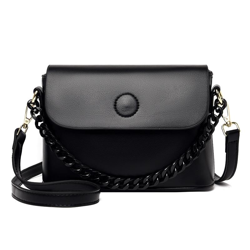 Leather Crossbody Bag With Chain Strap ERIN The Store Bags Black 