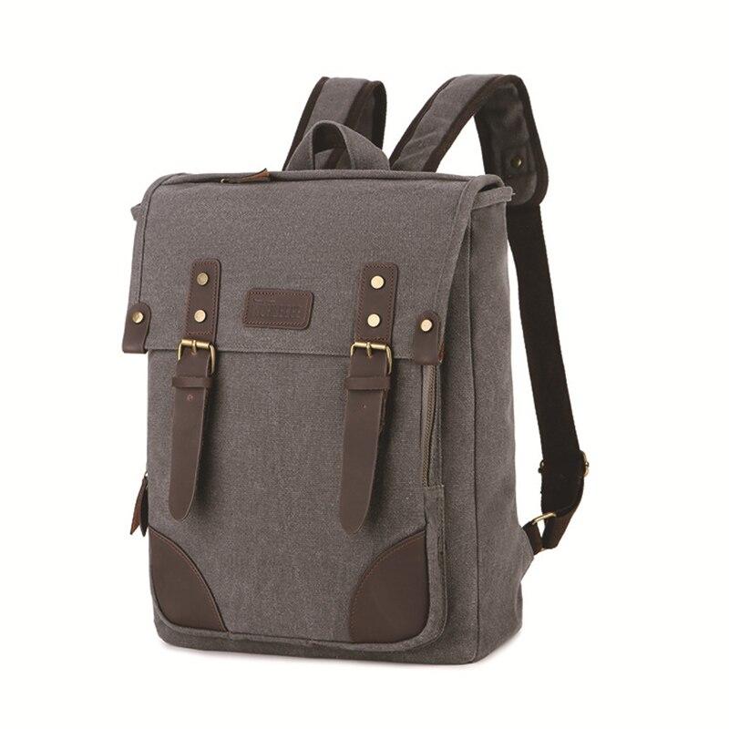 Canvas Leather Laptop Backpack BOUKA The Store Bags Grey 