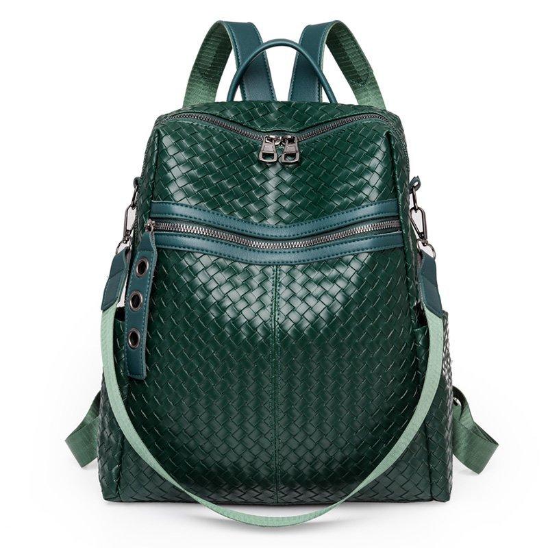 Braided Leather Backpack The Store Bags Green 