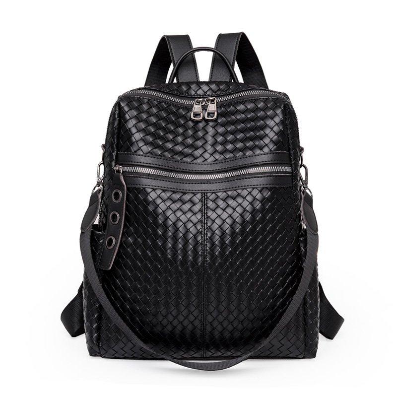 Braided Leather Backpack The Store Bags Black 
