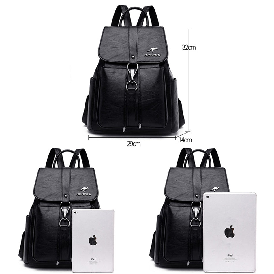 Faux-leather Drawstring Flap Backpack The Store Bags 