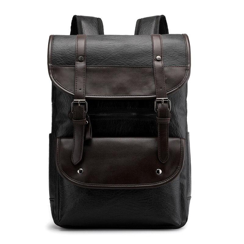 Men's Leather Business Laptop Backpack The Store Bags Black 