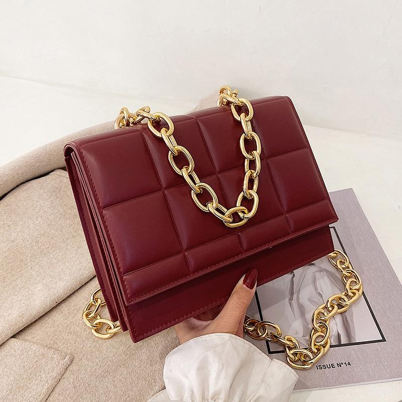 Square Shoulder Bag With Chain Strap The Store Bags Red 