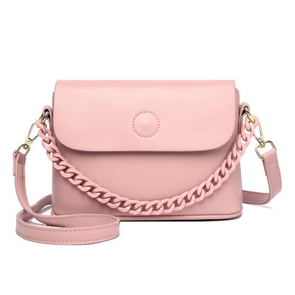 Leather Crossbody Bag With Chain Strap ERIN The Store Bags Pink 
