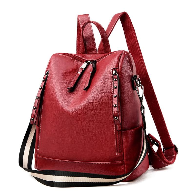 Women's Red Leather Backpack Purse The Store Bags Red 
