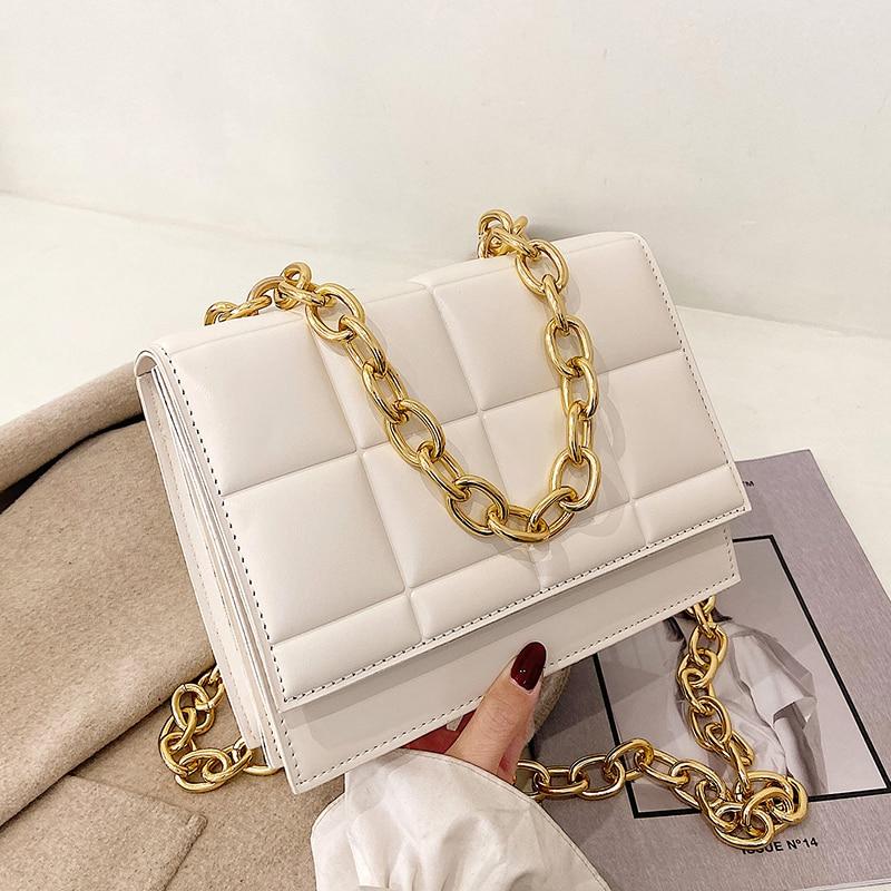 Square Shoulder Bag With Chain Strap The Store Bags White 