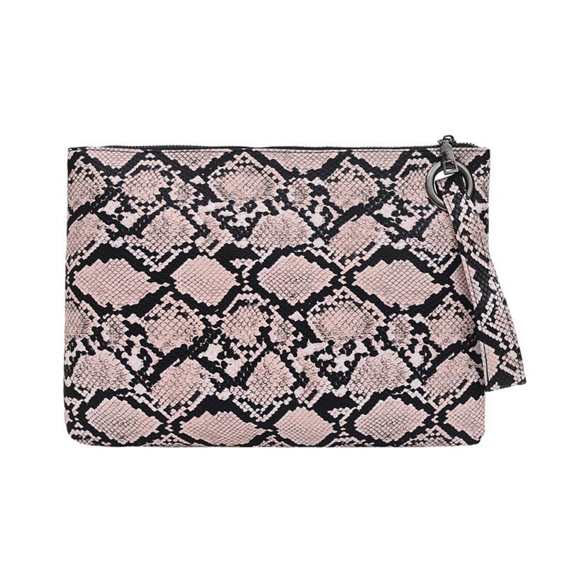 Snake Print Clutch ABEDA The Store Bags Pink 
