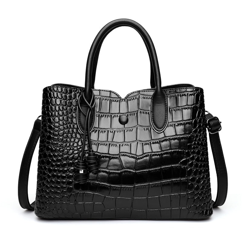 Croc Effect Leather Bucket Bag The Store Bags black 