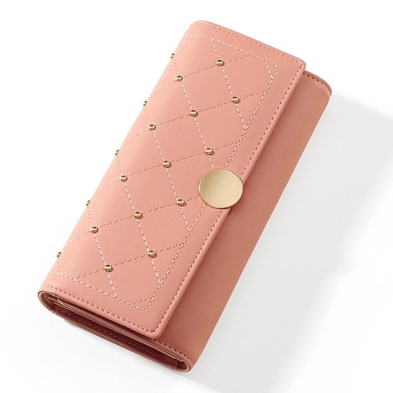 Women's Leather Wallet With Rivets The Store Bags Dk Pink 