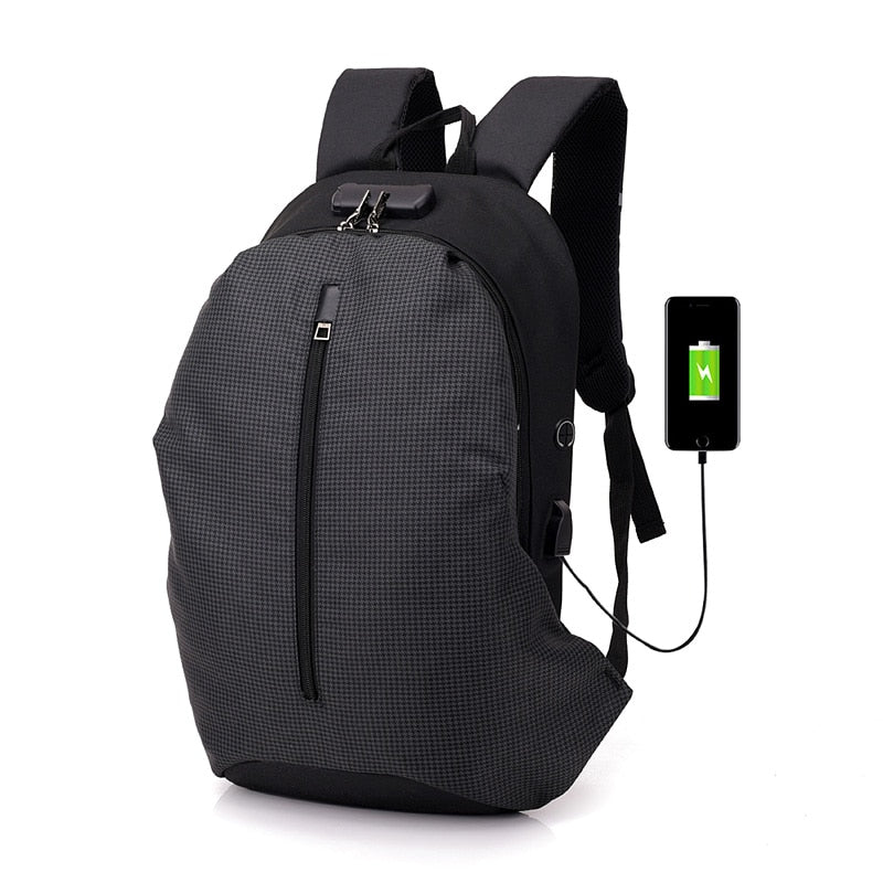 Blue Anti-theft Backpack With USB Charger The Store Bags Dark Grey 