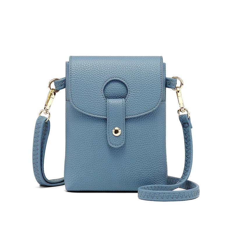 Pebble Leather Phone Crossbody Wallet ERIN The Store Bags Blue 