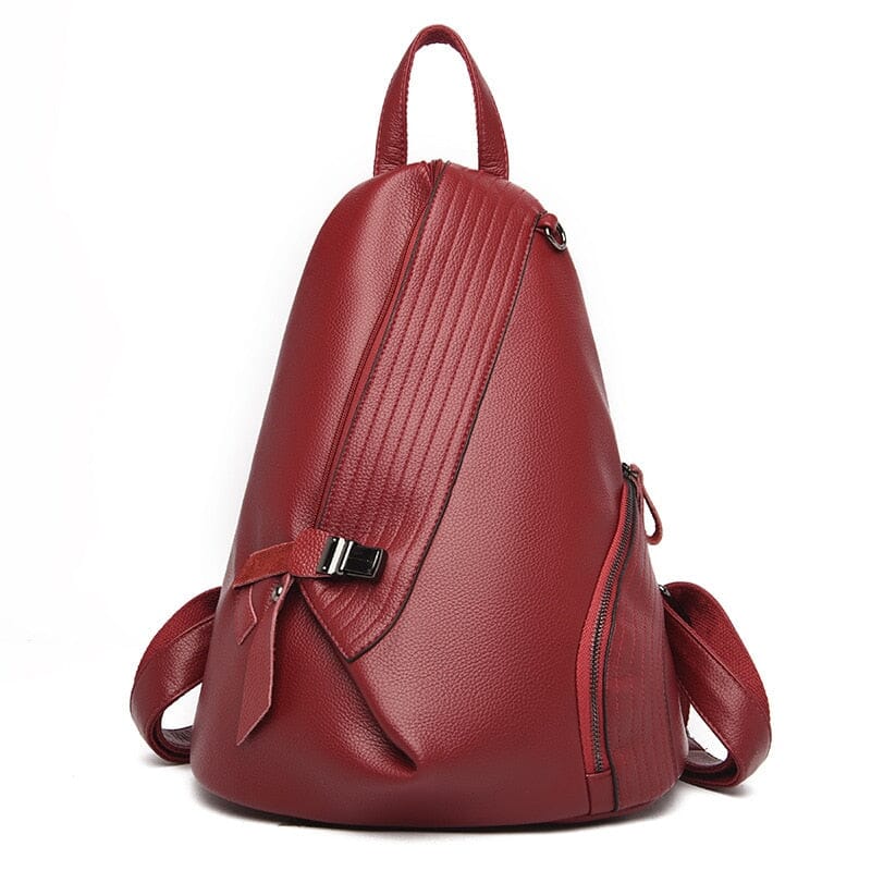 Genuine Leather Backpack Bag Dark Red 75610