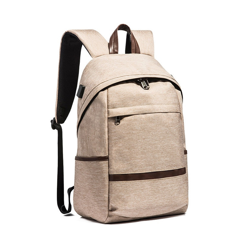 College Student USB Charging Backpack The Store Bags Khaki 