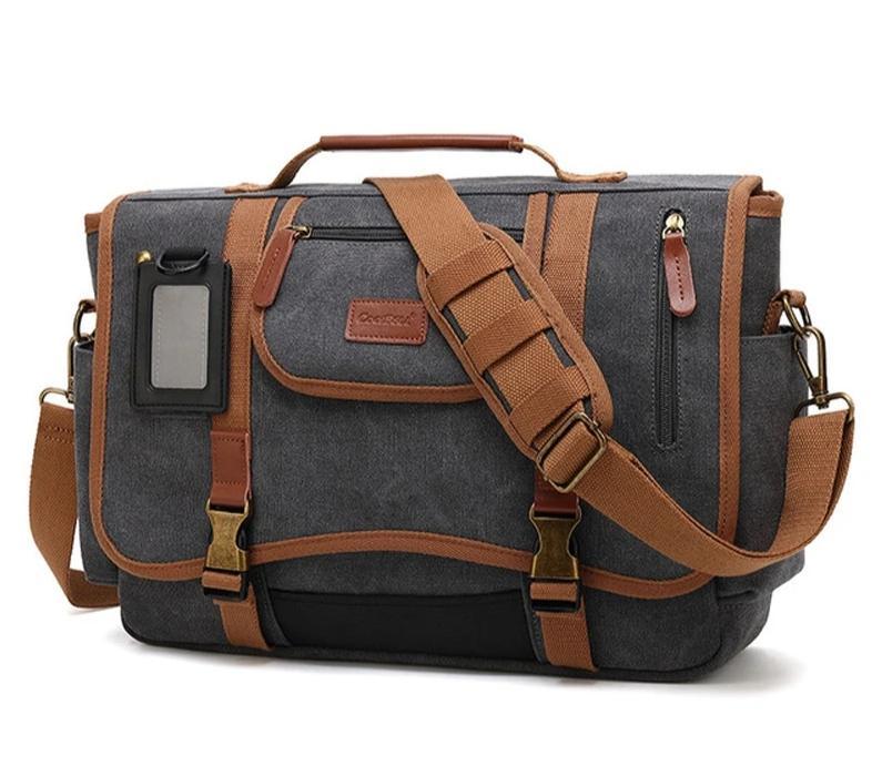 Canvas Satchel Messenger Bag ERIN The Store Bags Gray canvas 