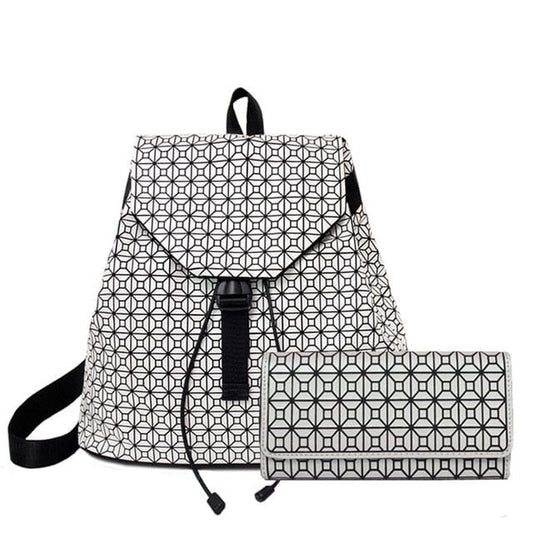 Geometric Drawstring Backpack The Store Bags white set 